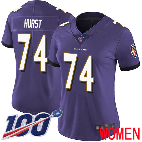 Baltimore Ravens Limited Purple Women James Hurst Home Jersey NFL Football #74 100th Season Vapor Untouchable->women nfl jersey->Women Jersey